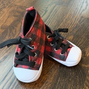 Plaid Red and Black Baby Soft Soled Sneakers  - Baby 3